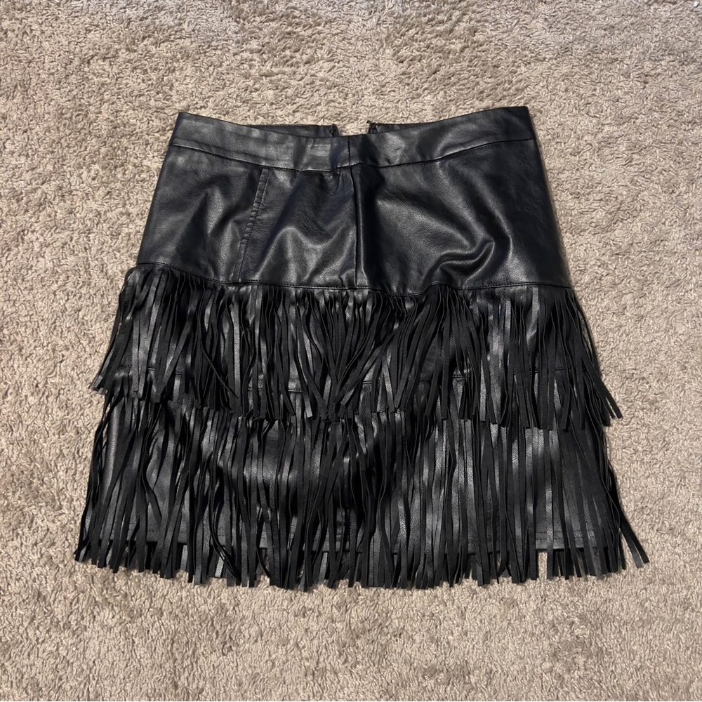 Altar'd State Black Fringed Mini Skirt
